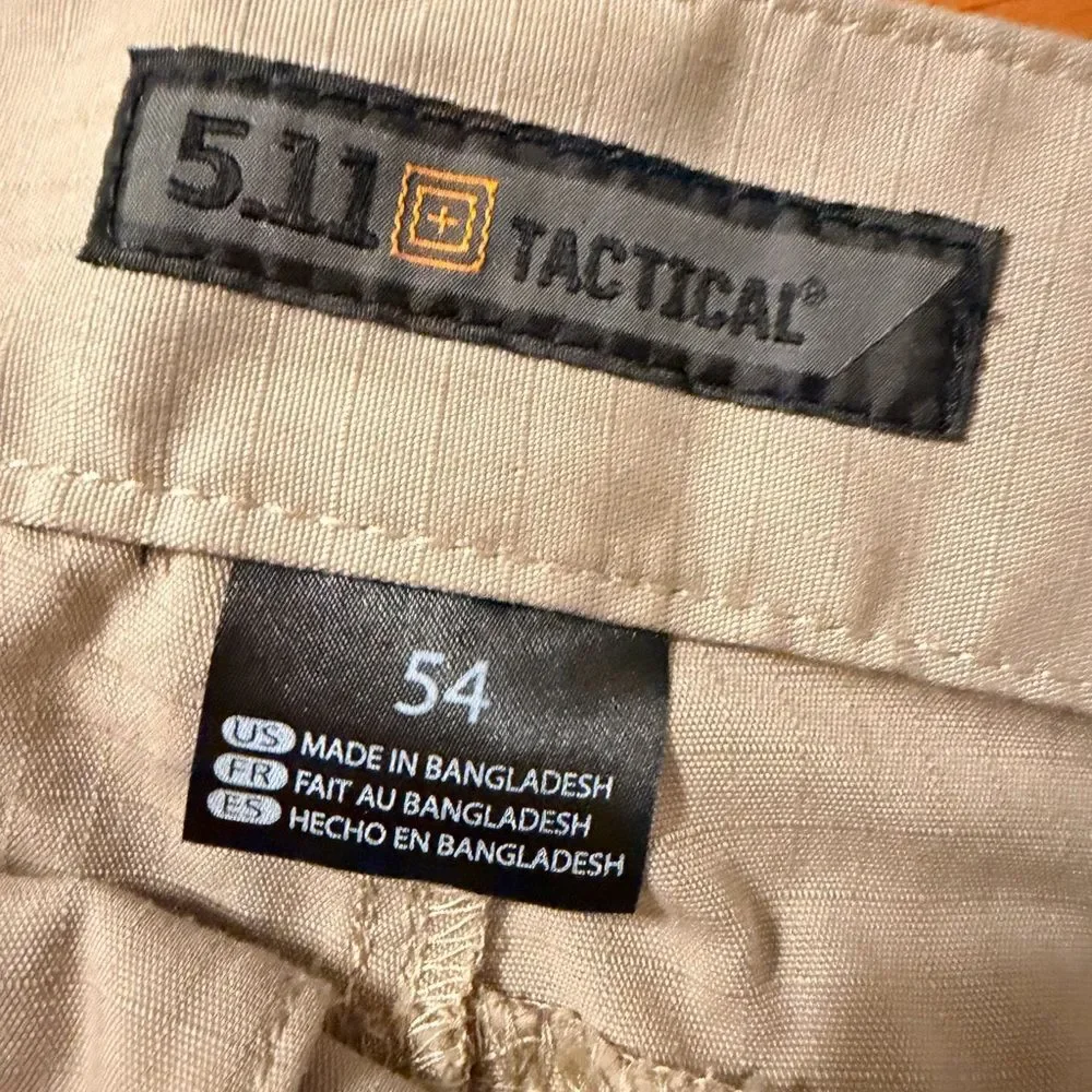 5.11 Tactical Men's Tan Stryke Cargo Pants w/ Flex-Tac Ripstop Stretch Size 54